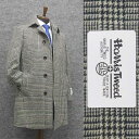 英国生地 Harris Tweed ハリスツイード ステンカラーコート 白紺系チェック シングル4釦 秋冬物 HTC-S11