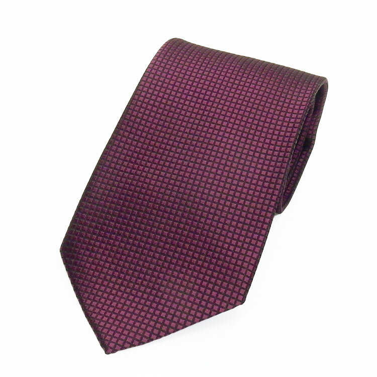 京都西陣織 ネクタイ シルク100％ 赤紫/マイクロチェック メール便OK NJ-MC09