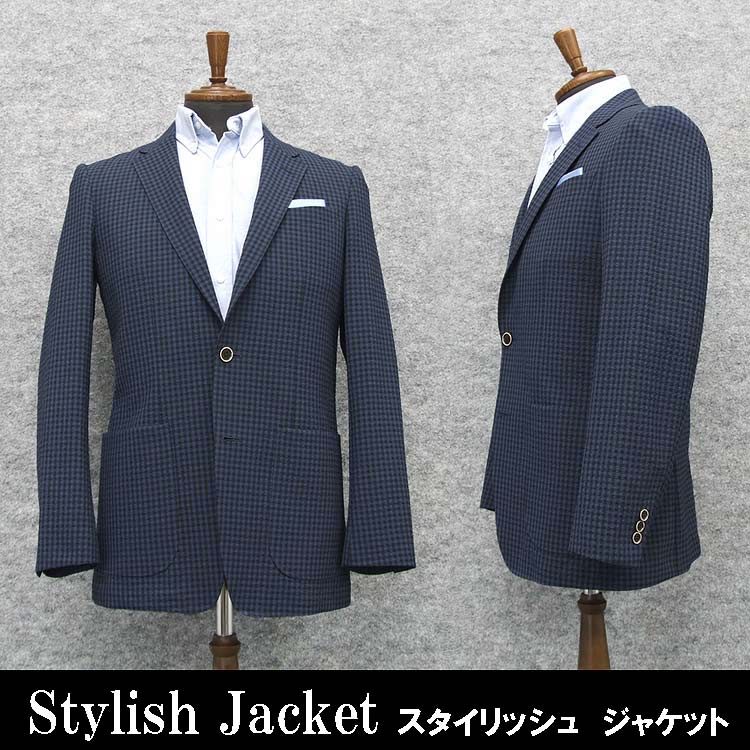 春夏物 ジャケット 紺系/チェック シングル2釦 SEJ35023-13