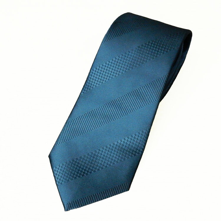 京都西陣織 ネクタイ シルク100％ 青/織柄ストライプ メール便OK NJ-OST04