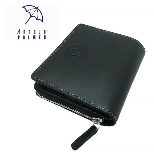 〓ARNOLD PALMER〓アーノルドパーマー◆山羊革◆二つ折り財布(スナップ式)/小銭入れ付◇黒◇ メール便送料無料 4AP3678-BK 〓ARNOLD PALMER〓アーノルドパーマー◆山羊革◆二つ折り財布(スナップ式)/小銭入れ付◇黒◇ メール便送料無料 4AP3678-BK