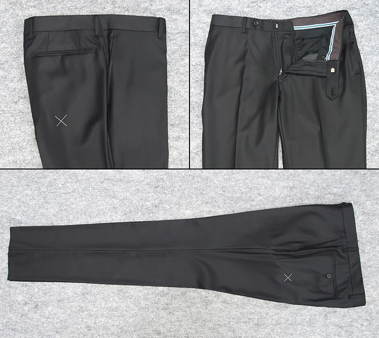 秋冬物 [ロロピアーナ] 365 Super130s生地使用 黒/ストライプ スタイリッシュ2釦スーツ メンズ LOS87