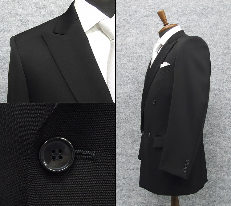 礼服 通年物 超黒 ダブル 4釦×2掛 ベーシ...の紹介画像2