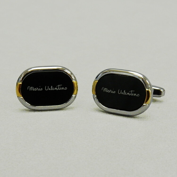 ☆訳あり◆礼装◆カフスボタン/カフスリンクス◆MARIO VALENTINO バレンチノ シルバー×ゴールド×黒 メール便可 acc-v05