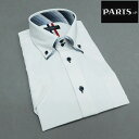 半袖 ワイシャツ 白 網柄 ドゥエ ボタンダウン PARIS-16e 形態安定 M-3L HKP-HSL1