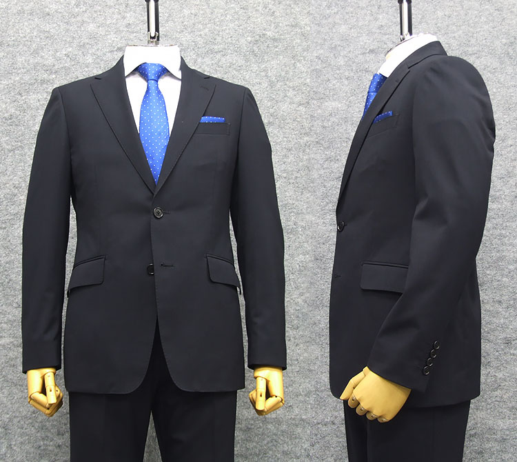 B品 訳あり 春夏物 2パンツ ウォッシャブル スタイリッシュ2釦スーツ 濃紺/無地 PER2-A6-3