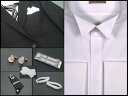 ◆正式モーニング用シャツ◆　 ディレクターズスーツ兼用ウイングシャツ&縞ネクタイ＆備品8点フルセットMSS3