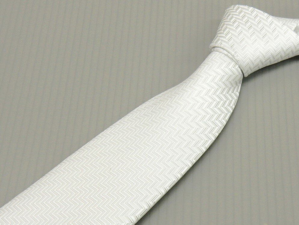 西陣織　フォーマルネクタイ◇白銀◇矢羽ヘリンボーン◆シルク100％◇日本製◆礼装◆結婚式・披露宴　メール..