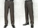 暖ったかパンツ 裏起毛 ★アダルトノータック ビジネスパンツ 茶 ウォッシャブル 91cm T6501D