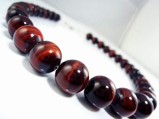 レッドタイガーアイ ネックレス 12mm メンズ