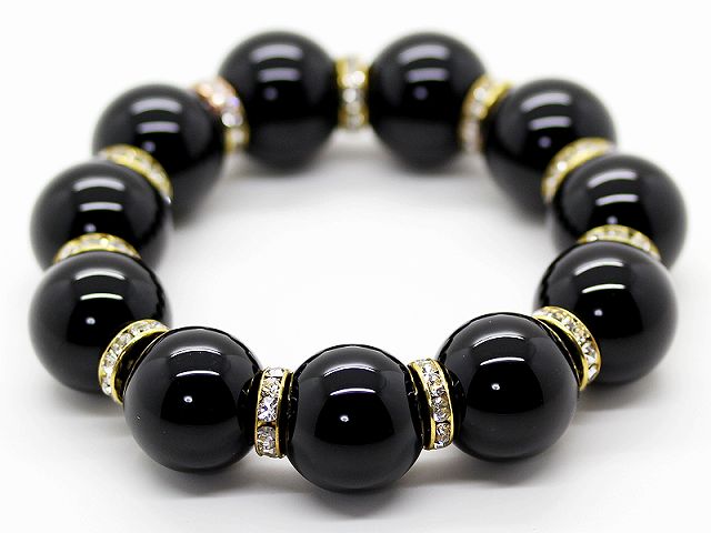 樂天商城 - 天然石 オニキス20mm 数珠 ブレスレット メンズ