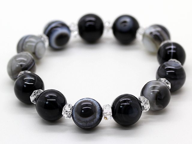 天然石 天眼石 12mm カットボタン 水晶 数珠 ブレスレット メンズ