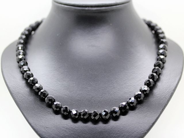 天然石 64面 ミラーカット オニキス 10mm ラグジュアリー パワーストーン ネックレス メンズ