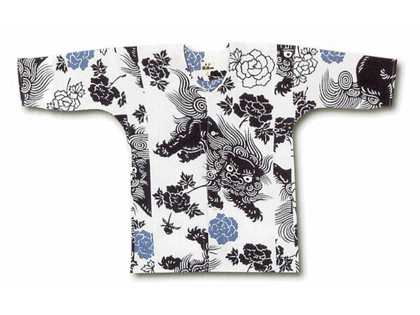 江戸一鯉口シャツ 唐獅子青【手拭】子供用 0号/1号/2号/3号/4号/5号/7号 [からしし カラシシ お祭り衣..