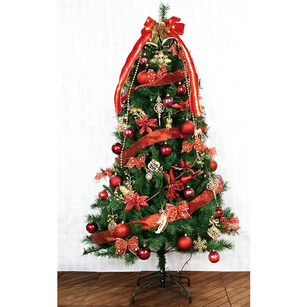 クリスマスカラーがかわいいツリーです室内におすすめサイズの150cmツリーです。 赤と金を中心としたオーナメントでクリスマスカラーがとってもかわいい！ オーナメントなどもついているので、これ1つでクリスマスツリーが完成します。商品詳細高さ：約150cm オーナメント・ツリー別梱包