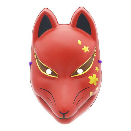 【お面】狐　赤 / 桜模様【和風　キツネ　狐面　狐　コスプレ　景品　縁日　お祭り】