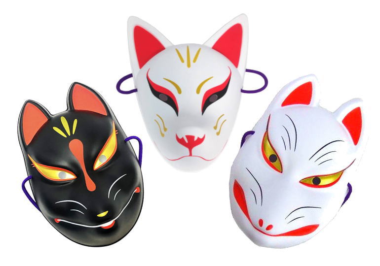 【お面】狐3種セット(天・白・黒)【お化け屋敷・肝試し】【あす楽】