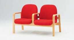 TOKIO【藤沢工業】　木製ロビーチェア（待合室用長椅子）各席肘付・布張りタイプ　2人用　LW-2A W1190xD680xH730mm