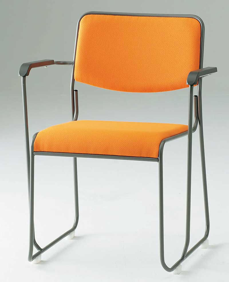 TOKIO【藤沢工業】　ミーティングチェア(会議用スタッキングチェア)　塗装脚・肘付き・布張りタイプ FSC-15TA