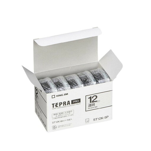 キングジム 透明ラベル黒12mm ST12K-5P キングジム 透明ラベル黒12mm ST12K-5P