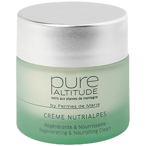 ピュール クレーム NA 50ml【Pure ALTITUDE】 肌に濃密な潤いを与えるフェイスクリーム。 使用方法 朝晩/朝または夜、顔全体と首になじませます。 全成分 水、トリ(カプリル酸/カプリン酸)グリセリル、ペンチレングリコール、イソノナン酸イソノニル、シア脂、グリセリン、イソセチルアルコール、ステアリン酸グリセリル、エタノール、ヒドロキシエチルウレア、ステアリン酸PEG-75、香料、カルボマー、酢酸トコフェロール、クロルフェネシン、セテス-20、ステアレス-20、EDTA-2Na、水酸化Na、セイヨウアカマツ樹皮エキス、クエン酸、クロフサスグリ葉エキス、セイヨウハシバミ種子エキス、ルリジサエキス、安息香酸Na、ゲンチアナ根エキス、アルニカ花エキス、エチナシ根エキス、ビルベリー果実エキス、セイヨウアカマツ球果エキス、ソルビン酸K、エーデルワイス花/葉エキス 注意事項 ・開封後6ヶ月を目安に使い切ることをおすすめします。 ・お肌に合わないときは、ご使用をおやめください。 ・高温多湿を避け直射日光の当たらない場所で保管してください。 ・目に入った場合は直ちに洗い流してください。 ・ご使用後は必ずしっかり蓋を閉めるなど、衛生的にお取扱いください。 ・乳幼児の手の届かないところに保管してください。 ・広告文責（社名:癒し工房・連絡先電話番号：06-6636-3800） ・メーカー名：株式会社ハン・インターナショナル ・製造国：フランス製 ・商品区分：化粧品