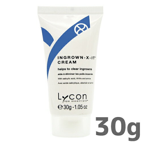 ライコンスパ イングローンX-itクリーム 30g　Lycon スプレータイプよりもマイルドな処方なので、お顔などの敏感部分にも最適 ※海外製品の為、パッケージや容器が予告なく変更になる場合がございます。 ※海外製品の為、パッケージに潰れ、傷等がある場合がございます。ご了承下さい。 使用方法 水分を拭き取った清潔な肌に塗布して下さい。 朝晩2回、お風呂上がりなどに2週間ほど継続する事をおすすめします。 全成分 水、安息香酸アルキル（C12-15）、ハマメリス水、セテアリルアルコール、BG、PPG-14ブチル、ポリアクリルアミド、ステアリン酸グリセリル、変性アルコール、ステアリン酸PEG-100、ビルベリーエキス、ネオペンタン酸イソデシル、ジメチコン、（C13,14）、イソパラフィン、PPG-26ブテス-26、フェノキシエタノール、PEG-40水添ヒマシ油、サリチル酸、サトウキビエキス、香料、ラウレス-7、レモン果実エキス、オレンジ果実エキス、メチルパラベン、アラントイン、アルニカ花エキス、ピロクトンオラミン、ビサボロール、EDTA-4Na、サトウカエデエキス、ブチルパラベン、エチルパラベン、イソブチルパラベン、プロピルパラベン、黄5、黄4、グリセリン ・広告文責（社名:癒し工房・連絡先電話番号：06-6636-3800） ・メーカー名：ライコン ・商品区分：化粧品 ・原産国：オーストラリア