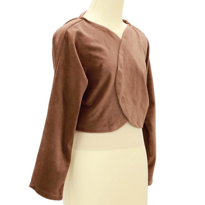 ベルベットサロンボレロ（ブラウン）上品で高級感あふれるベルベット素材