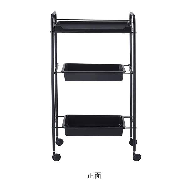 【送料無料】シンプルワゴン (引出し付き) 3段 ブラック [2]