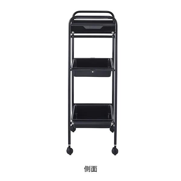 【送料無料】シンプルワゴン (引出し付き) 3段 ブラック [3]