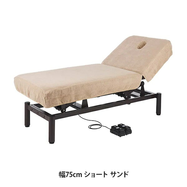 【2枚セット】昇降リクライニングベッドカバー (タオル生地)(有孔) 幅75cm ショート サンド