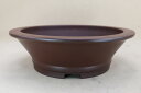 【盆栽鉢】 時代鉢 山秋 紫泥 下紐丸鉢(無傷 径35cm)いよじ園