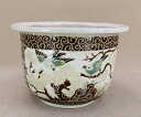 【盆栽鉢】 時代鉢 支那 丸鉢(径23cm 足裏ホツ微)いよじ園