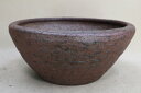 【盆栽鉢】 時代鉢 凡才作 焼締丸鉢(径28cm 無傷)いよじ園