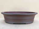 【盆栽鉢】 時代鉢 松泉焼山秋作 胴紐楕円鉢(左右45cm 足ホツ微)いよじ園