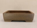 【盆栽鉢】 時代鉢 満留平作 烏泥撫角長方鉢(左右29cm 足裏ホツ微)いよじ園