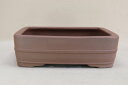 【盆栽鉢】 時代鉢 紀山 烏泥胴紐長方鉢 (左右29.5cm 無傷)いよじ園