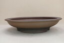 【盆栽鉢】 時代鉢 支那 紫泥外緑丸鉢 (直径40.2cm 無傷)いよじ園