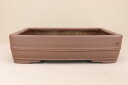 送料無料【盆栽鉢】 時代鉢 紀山作 紫泥胴紐長方鉢(大型サイズ 左右41.7cm 無傷)いよじ園