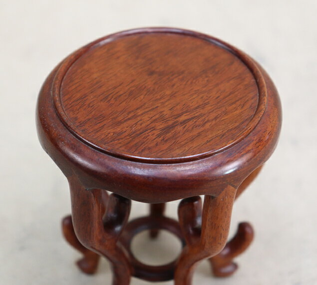 【盆栽卓】 紫檀丸高卓（中古 径9cm）【飾卓 花台】いよじ園