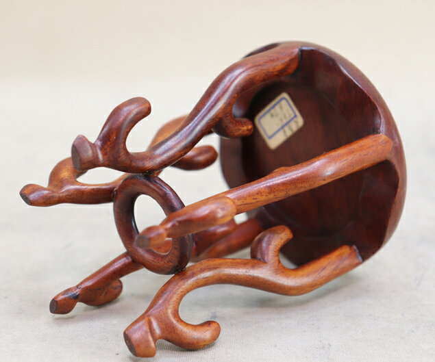 【盆栽卓】 紫檀丸高卓（中古 径9cm）【飾卓 花台】いよじ園