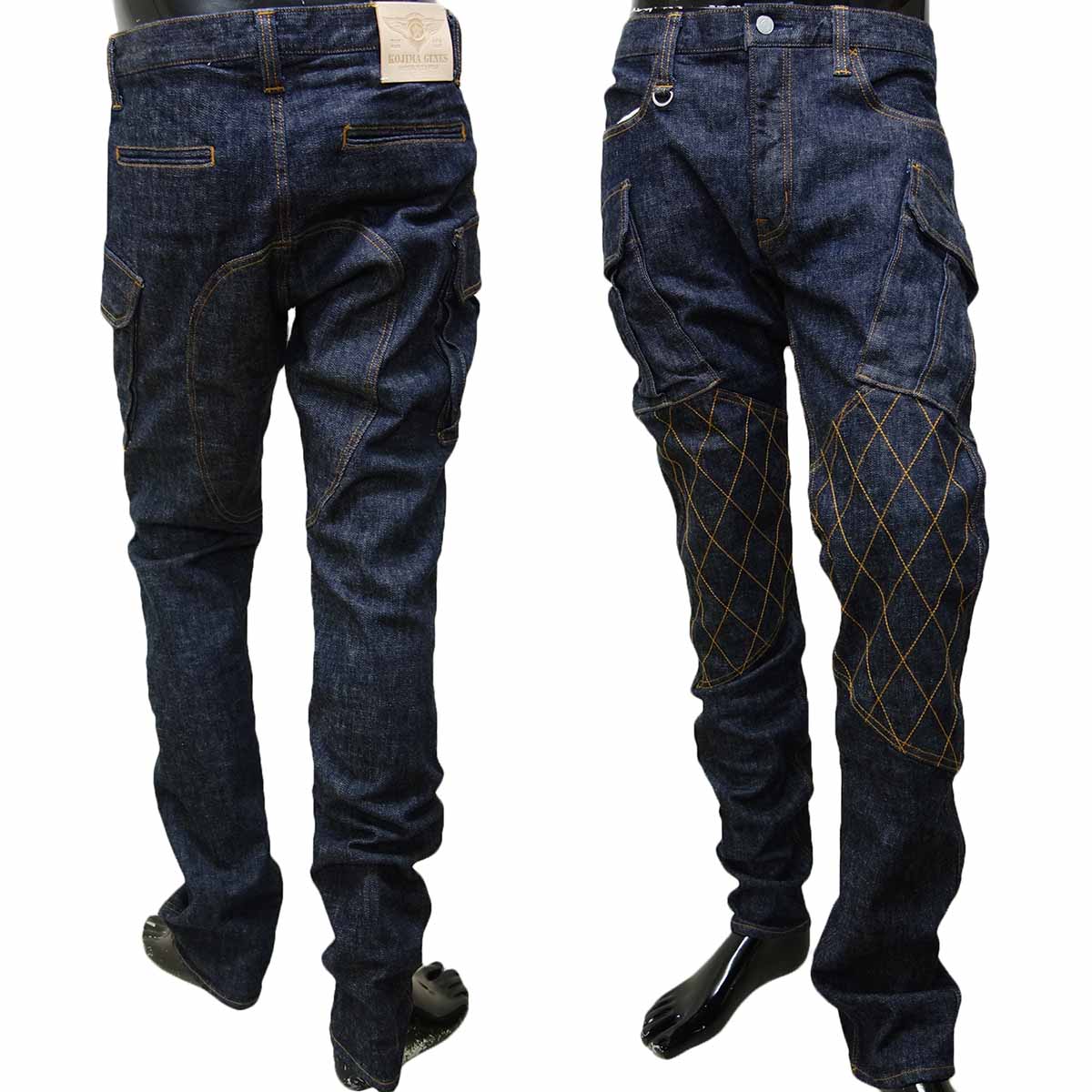 【お買い物マラソン ポイント5倍】児島ジーンズ ダブルニー スリム カーゴ ジーンズ メンズ RNB-117