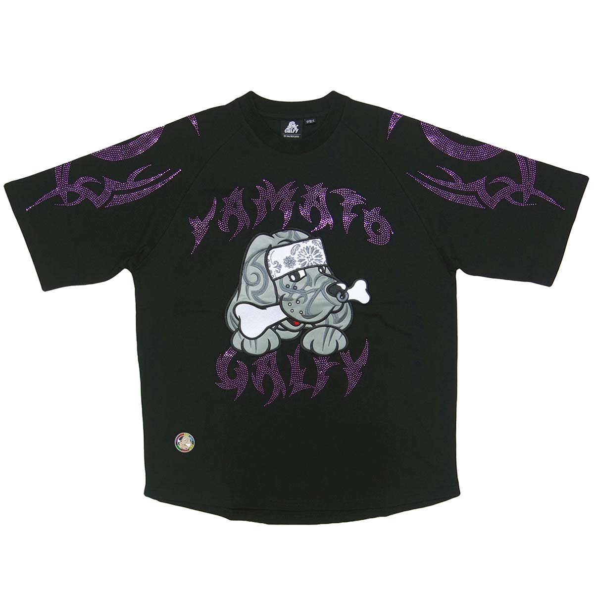 樂天商城 - ガルフィー GALFY ラインストーン 半袖 Tシャツ 黒 162085
