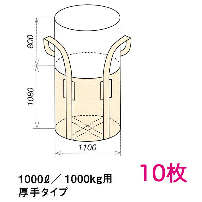 楽天横濱ゼームス商会-楽天市場店コンテナバッグ OW-002丸H Φ1100×H1080 10枚 容量1000L 最大積載1トン 丸型 厚手生地 UV剤配合 レキシブルコンテナ フレコン,トンパック,トランスバッグ,ワンウェイコンテナバッグ,ワンウェイバッグ,トン袋,PPバッグ,クロスコンテナーバッグ,ジャンボ土のう