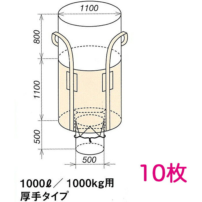 楽天横濱ゼームス商会-楽天市場店コンテナバッグ OW-005丸 Φ1100×H1100 10枚 容量1000L 最大積載1トン 丸型 厚手生地 UV剤配合 レキシブルコンテナ フレコン,トンパック,トランスバッグ,ワンウェイコンテナバッグ,ワンウェイバッグ,トン袋,PPバッグ,クロスコンテナーバッグ,ジャンボ土のう