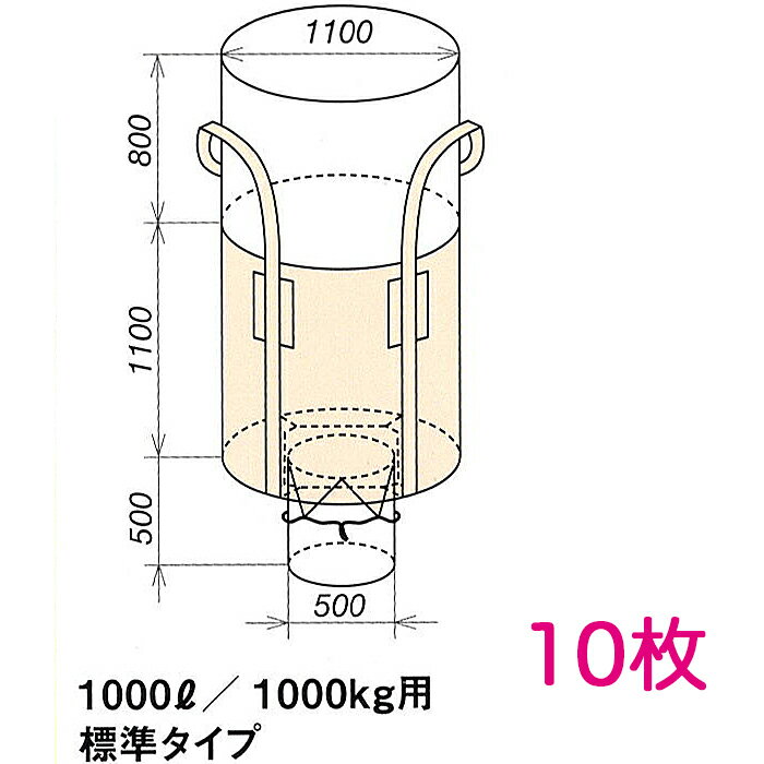 楽天横濱ゼームス商会-楽天市場店コンテナバッグ OW-005丸HS Φ1100×H1100 10枚 容量1000L 最大積載1トン 丸型 標準生地 UV剤配合 レキシブルコンテナ フレコン,トンパック,トランスバッグ,ワンウェイコンテナバッグ,ワンウェイバッグ,トン袋,PPバッグ,クロスコンテナーバッグ,ジャンボ土のう