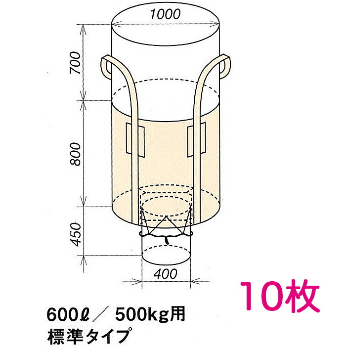 楽天横濱ゼームス商会-楽天市場店コンテナバッグ OW-005丸HS 0.5t用 Φ1000×H800 10枚 容量600L 最大積載500kg 丸型 標準生地 UV剤配合 レキシブルコンテナ フレコン,トンパック,トランスバッグ,ワンウェイコンテナバッグ,ワンウェイバッグ,トン袋,PPバッグ,クロスコンテナーバッグ,ジャンボ土のう