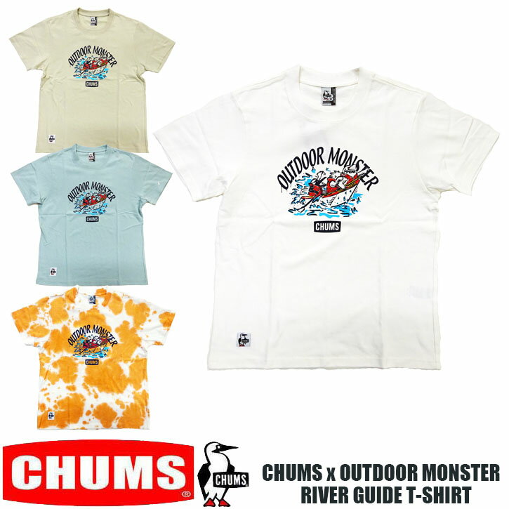 チャムス ペアTシャツ 2023新作 東北別注 CHUMS CHUMS×OM RIVER GUIDE 半袖Tシャツ 全4色 メンズ　チャムス Tシャツ CH01-2263