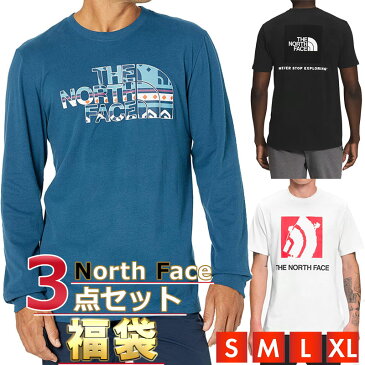 ノースフェイス 福袋 ロンT 半袖Tシャツ×2 メンズ 3点セット USAモデル 3点セット THE North Face USA規格 長袖 半袖 Tシャツ 3点セット まとめ買い お得 お楽しみ袋 春セット 春服 送料無料 メンズ ブランド 福袋 2022 取寄