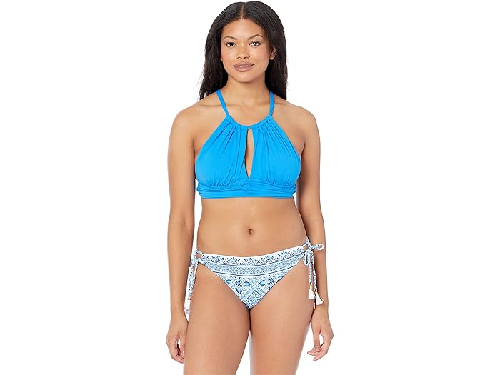 (取寄) ラ ブランカ アイランド ゴッデス ハイ ネック ミッドライン ブラレット La Blanca Island Goddess High Neck Midline Bralette Capri Blue