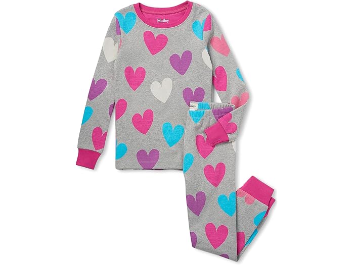 (取寄) ハットレイ キッズ ファン ハーツ コットン パジャマ セット (トドラー/リトル キッズ/ビッグ キッズ) Hatley Kids Fun Hearts Cotton Pajama Set (Toddler/Little Kids/Big Kids) Grey